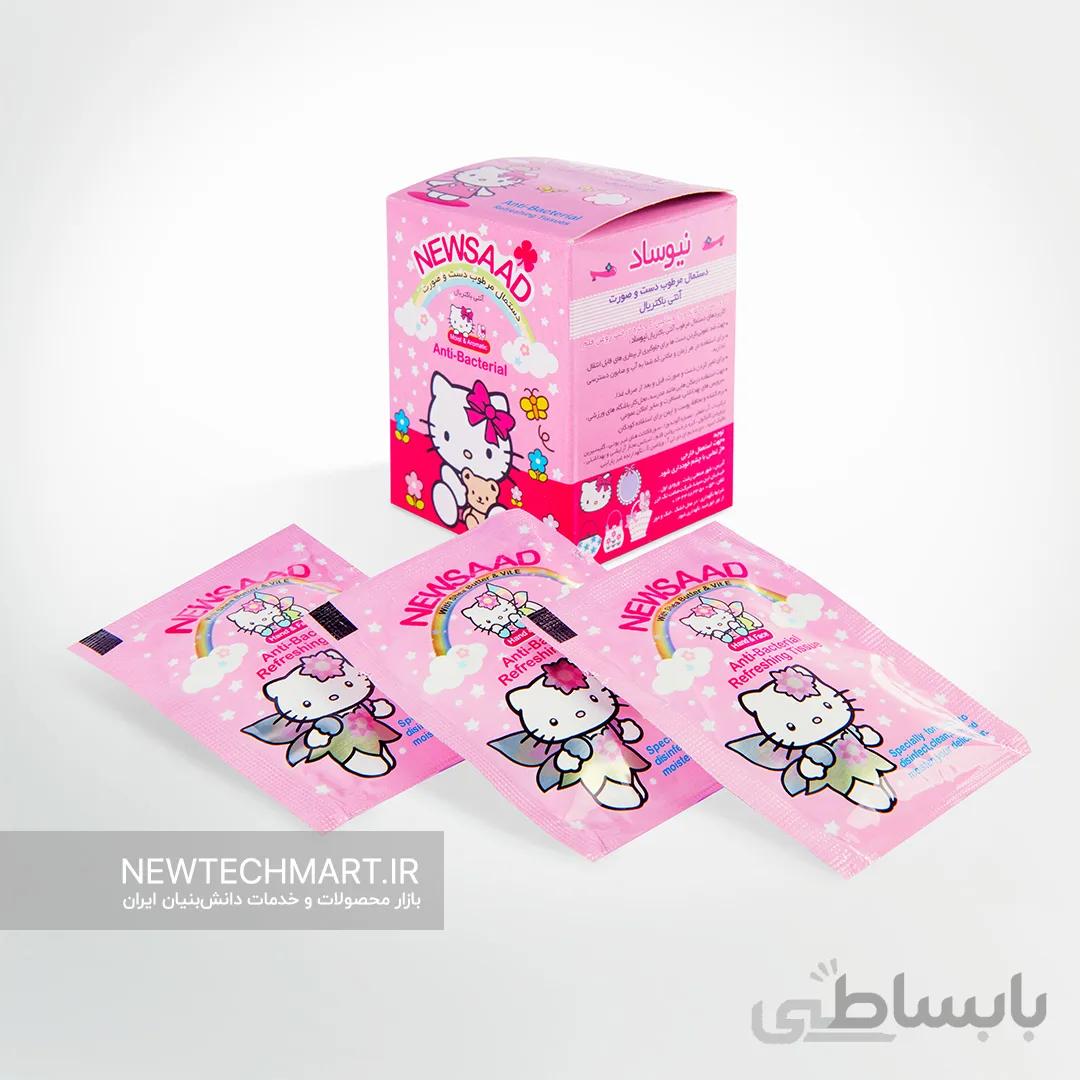 بسته ۱۲ عددی دستمال مرطوب آنتیباکتریال دست و صورت نیوساد – طرح نوجوان (دخترانه)