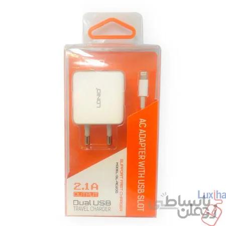 شارژر دیواری الدینیو مدل DL-AC200 به همراه کابل تبدیل لایتنینگ