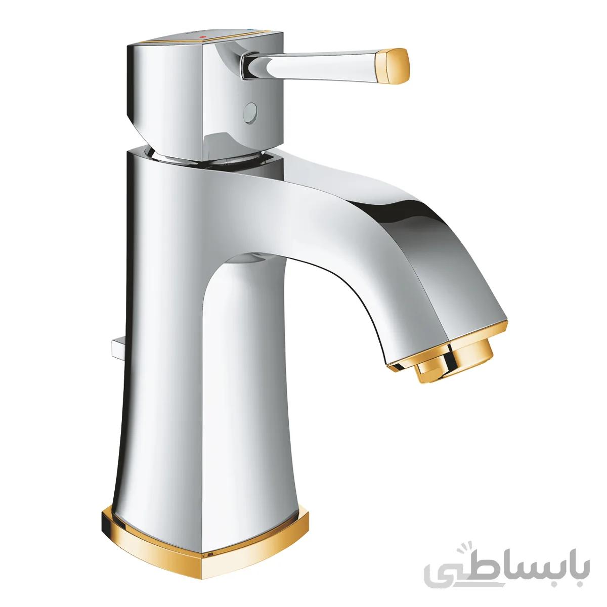 شیر روشویی گلد-کروم گروهه مدل Grandera کد KGR1004 ا GROHE GRANDERA SINGLE- LEVER BASIN MIXER M-SIZE