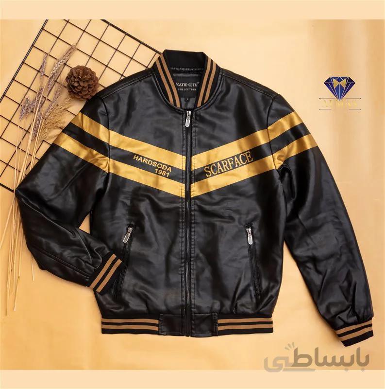کاپشن چرم طرح اسکلت کد 2157