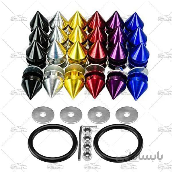 اشپیل سپر به گلگیر مثلثی JDM رنگی ا 4Pcs Quick Release Fasteners For Car Bumpers Trunk Fender Hatch Lids Spike Racing