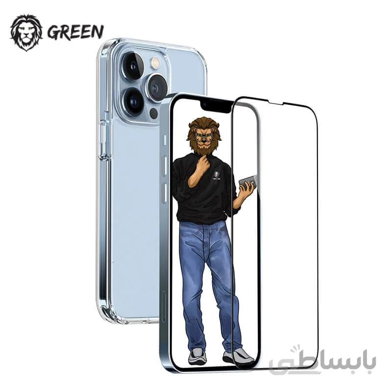 قاب و گلس گرین ایفون 13 پرو مکس Green 2 in 1 HD iPhone 13 pro max