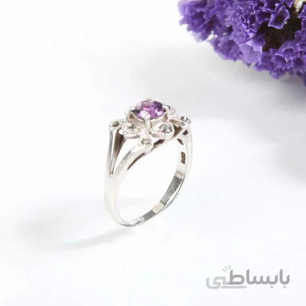 انگشتر نقره زنانه طرح دو نگین
