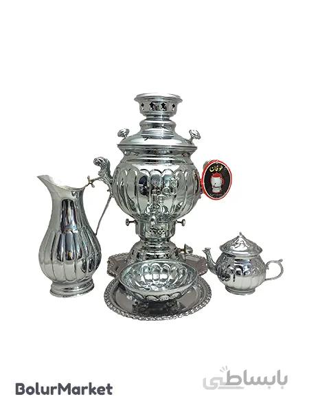 سرویس سماور طوفان ۶ لیتر گل ساده