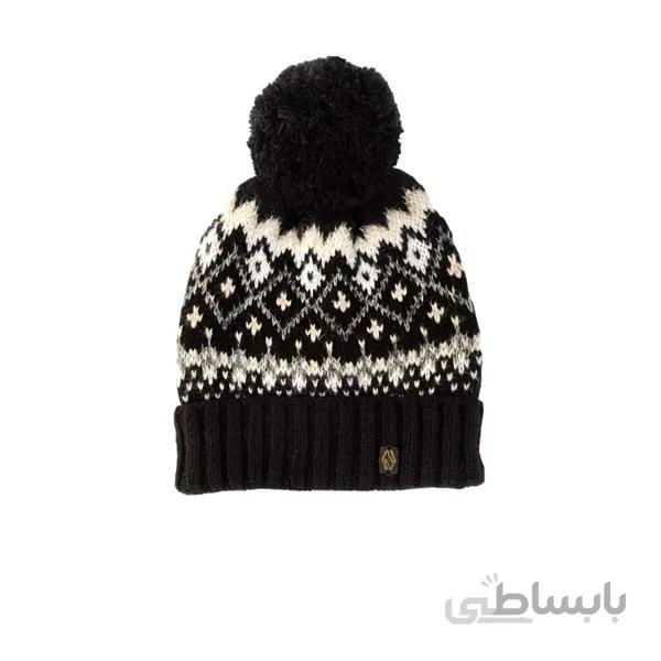 کلاه بافتنی دخترانه تارتن طرح ژاکارد لب برگرد کد tr11