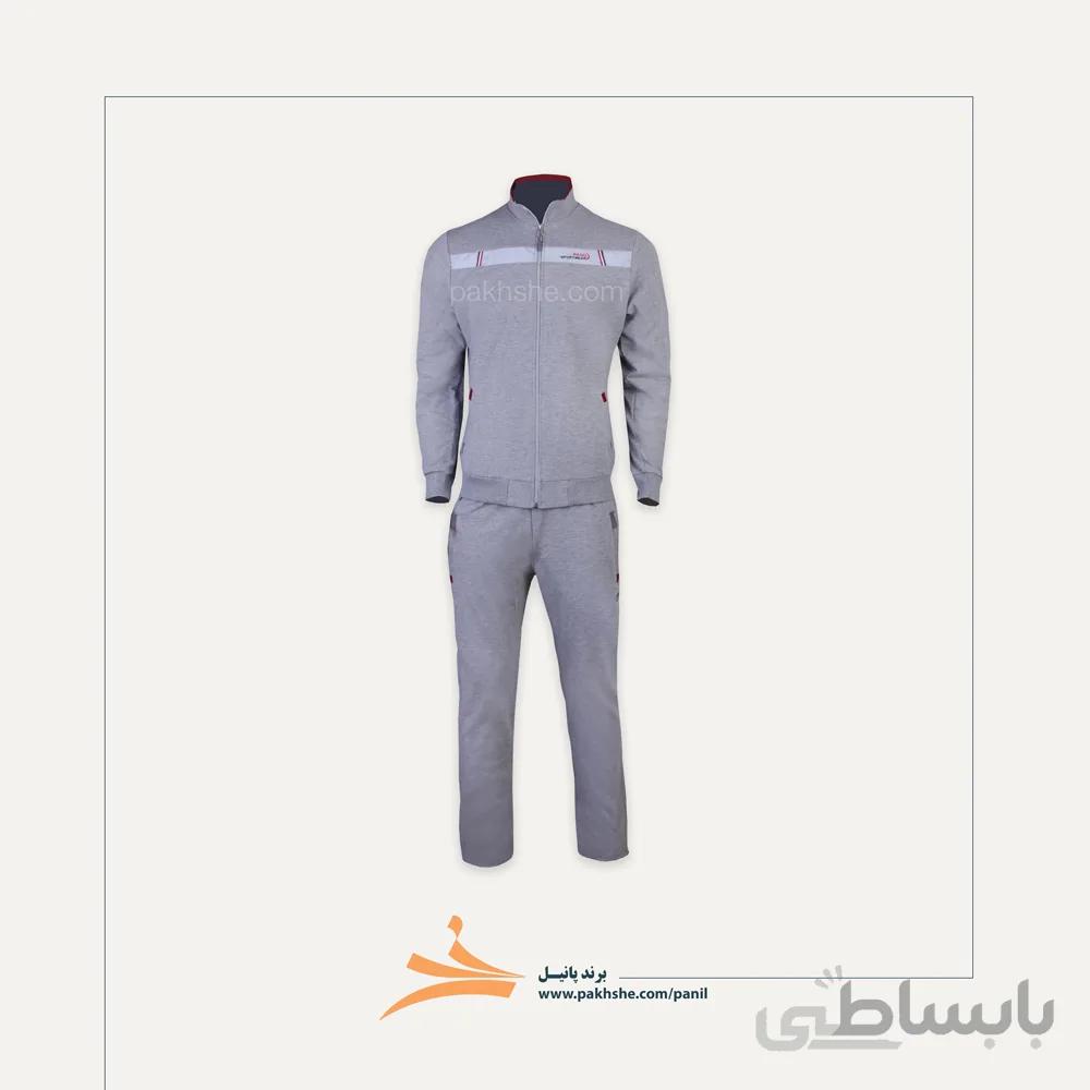 ست اورشلوار ملانژ طوسی روشن نخی مردانه برند پانیل کد 5021 2