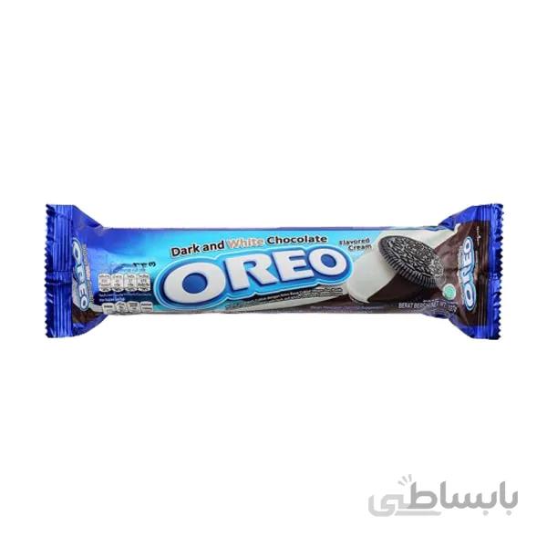 بیسکوئیت OREO کرمدارشکلات تلخ و سفید