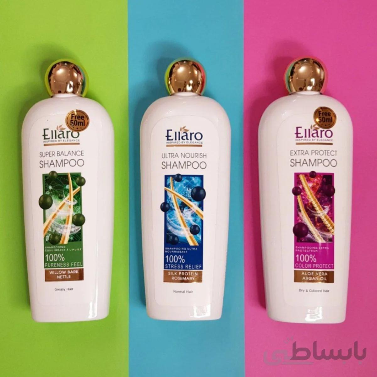 شامپو موی سر الارو ELLARO مدل چرب، نرمال و خشک حجم 400 میلی لیتر