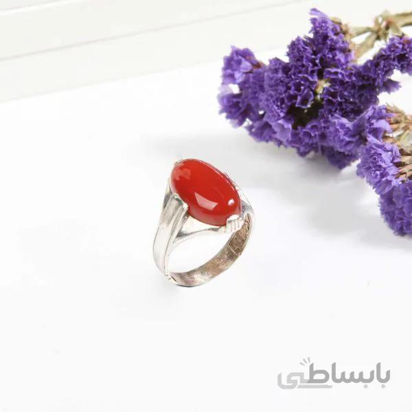 انگشتر نقره مردانه با سنگ عقیق اصل طرح ساده