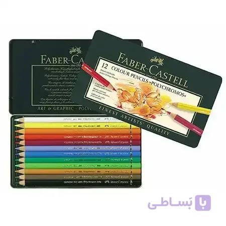 مداد رنگی 12 رنگ جعبه فلزی پلی کروم فابر کاستل — تصویر 1