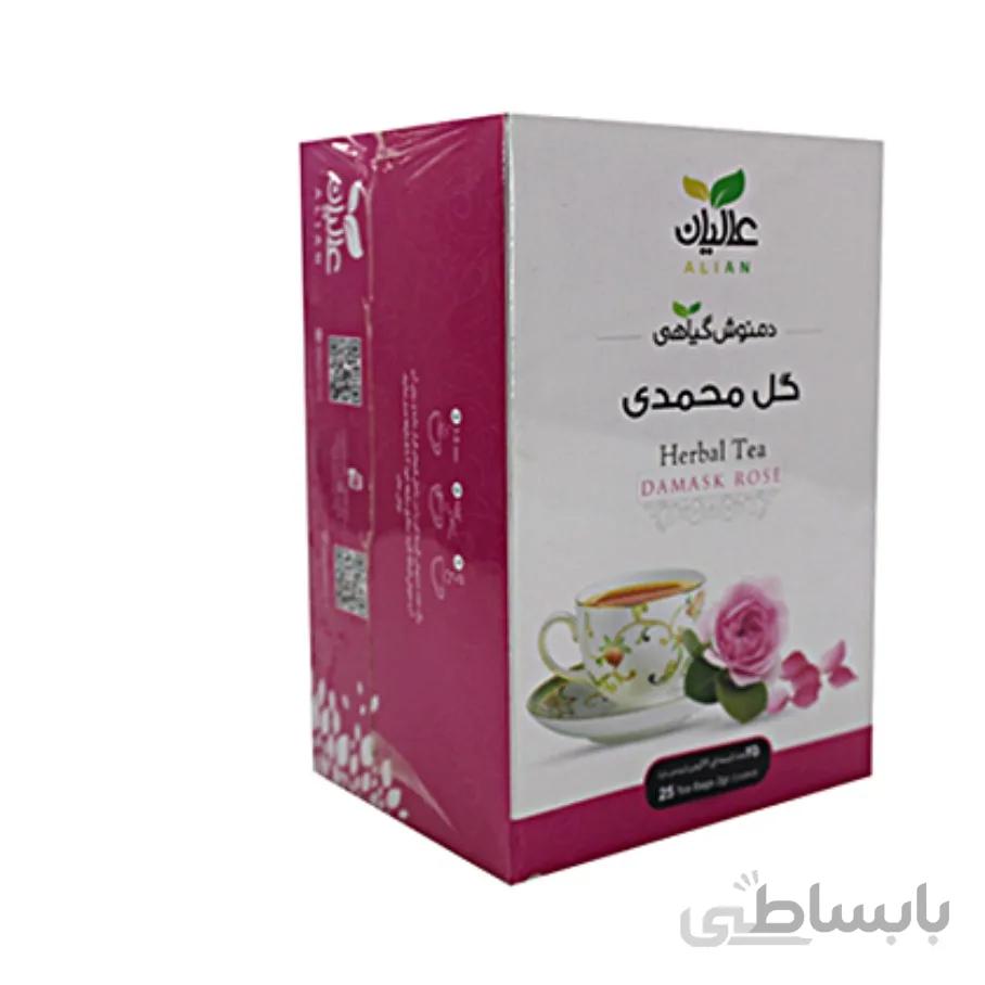 دمنوش گل محمدی برند عالیان سبز