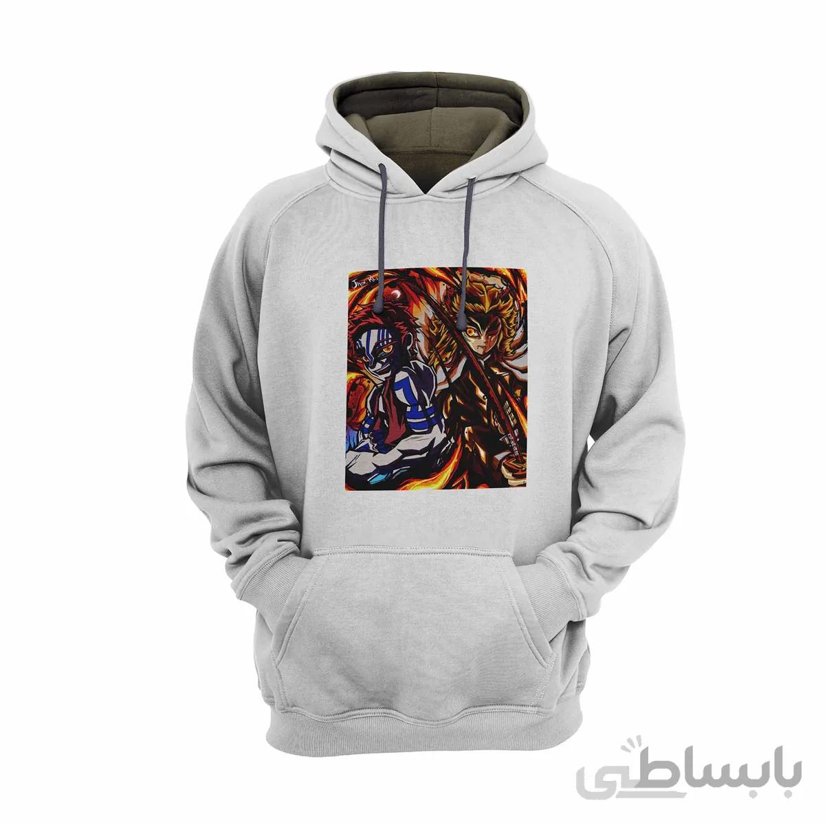 هودی سفید طرح انیمه شیطان کش Demon Slayer کدKCT10432