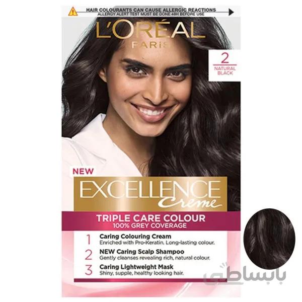 کیت رنگ مو لورآل مشکی سری EXCELLENCE شماره 2