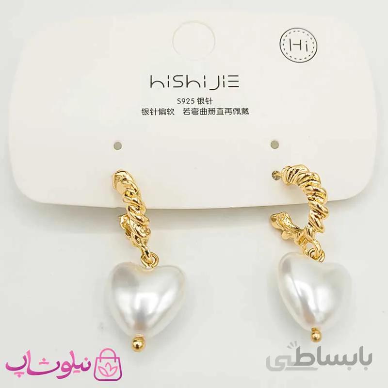 گوشواره حلقه ای اویزدار طرح قلب hishijie