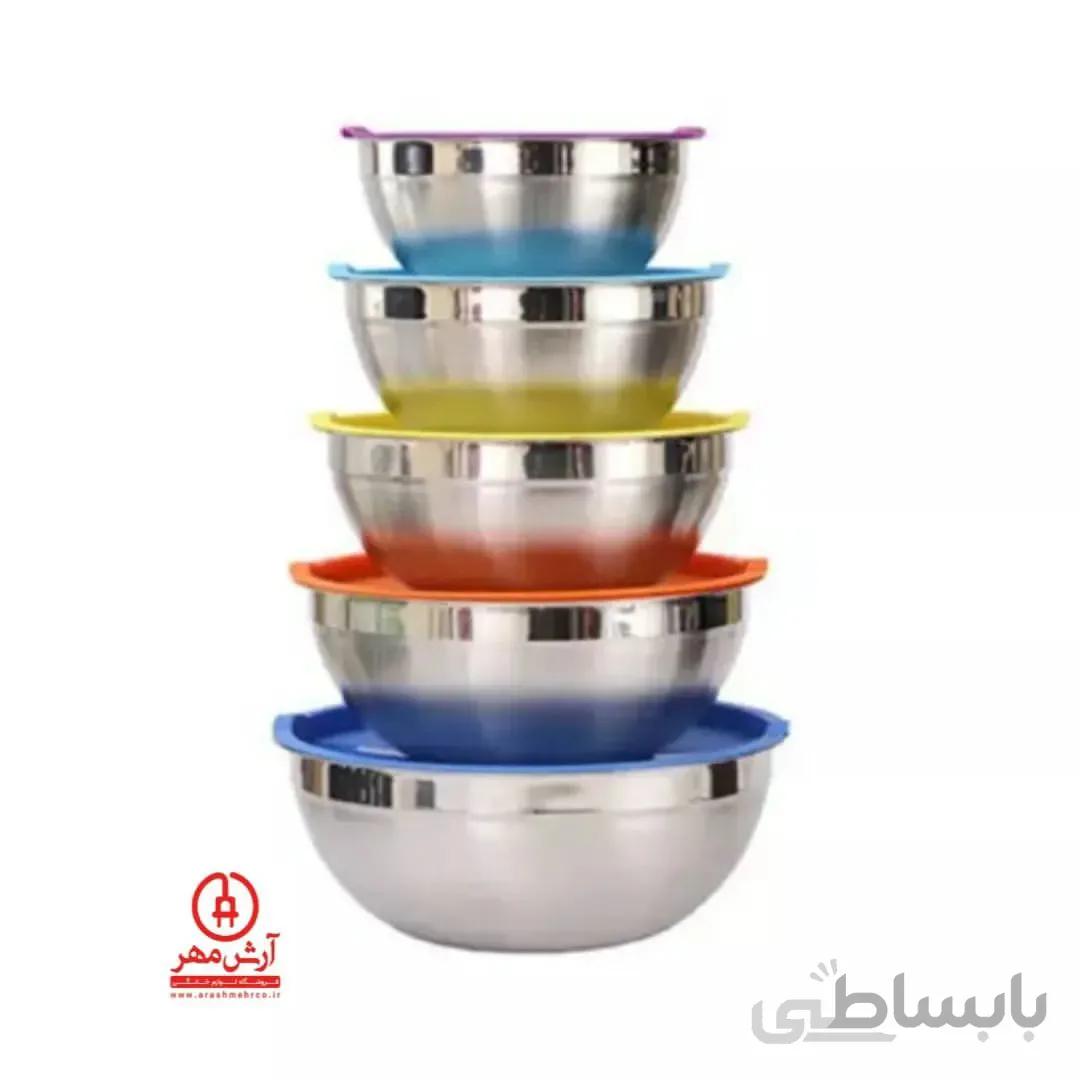ست کاسه 5 تیکه درب رنگی یونیک مدل bwlc_105 ا Unique BWLC_105