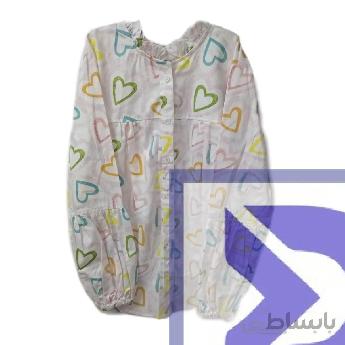 شومیز طرح قلبی استین سمبادی صورتی کد 408