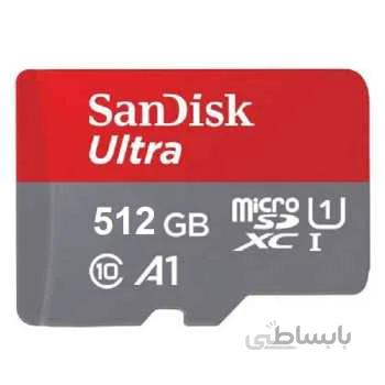 کارت حافظه microSDHC سن دیسک مدل Ultra A1 کلاس 10ظرفیت 512 گیگابایت ا Sandisk Ultra A1 Class 10 microSDHC Card With Adapter 512GB