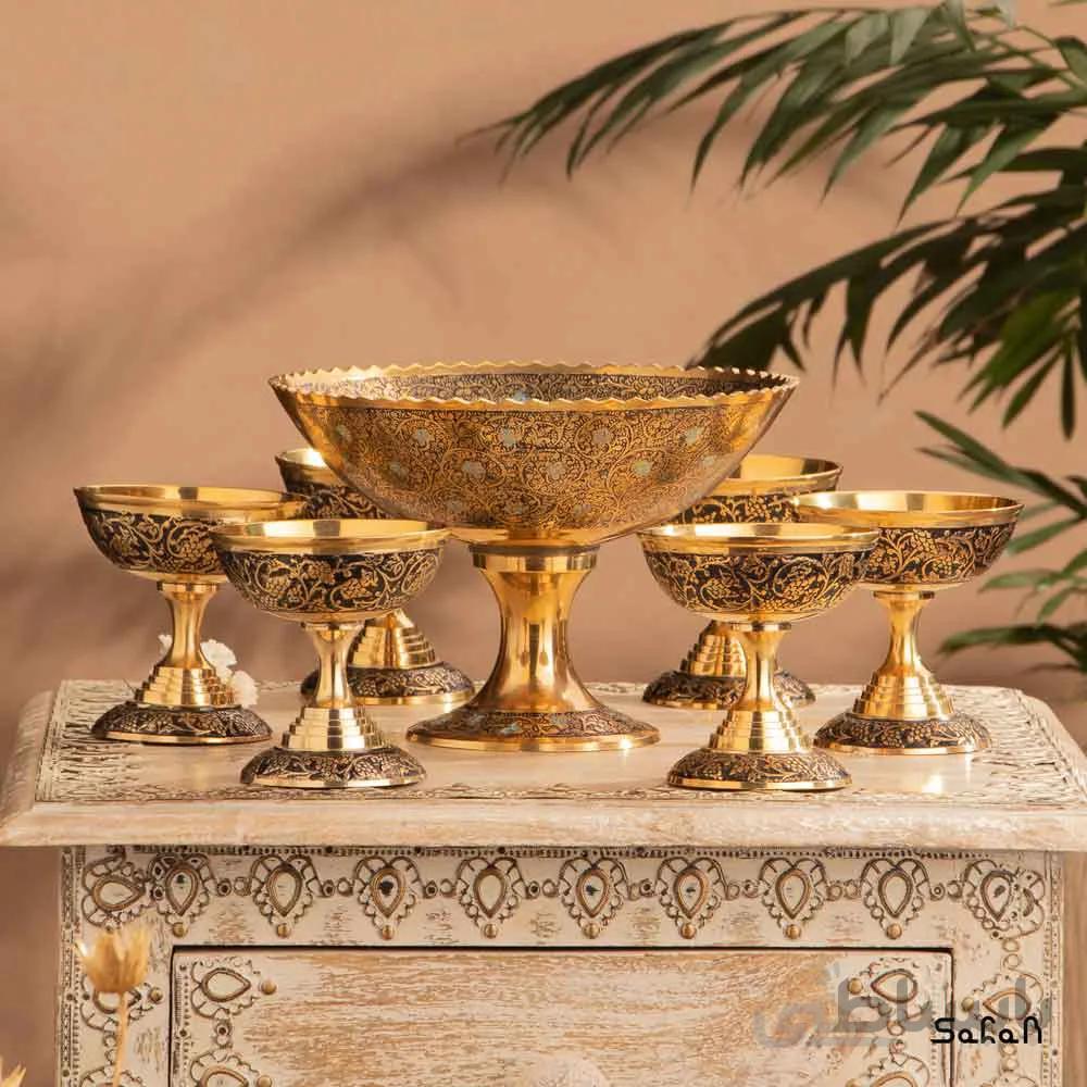 ست پذیرایی و آجیل خوری برنجی میناکاری کد 148