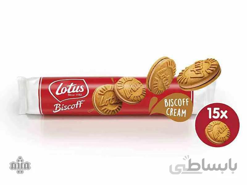 بیسکویت کرمدار لوتوس Lotus مدل بیسکاف کرم بسته 15 عددی