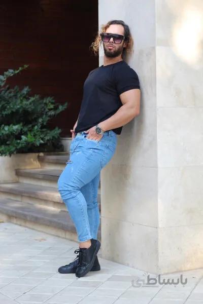تیشرت مردانه نخ پنبه ا Men's T-shirt, code 180, SH design, cotton yarn , dark blue color