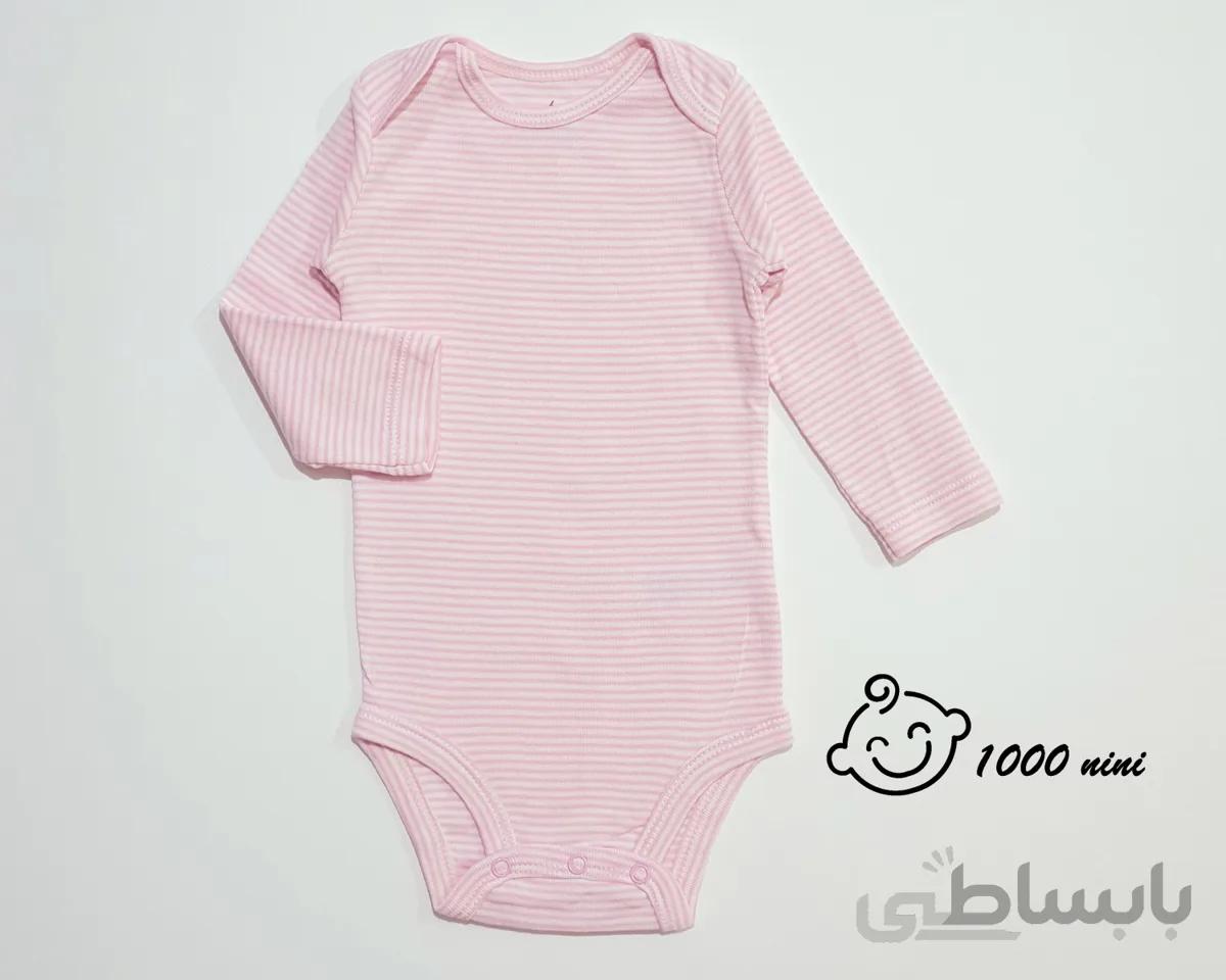 بادی آستین بلند راه راه صورتی کارترز