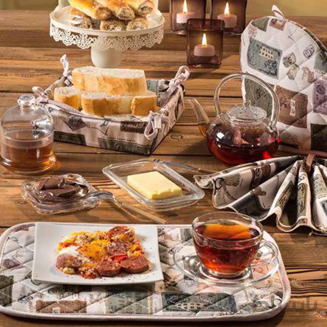 رومیزی سفره ای چاپی رزین تاژ طرح نخ سوزن