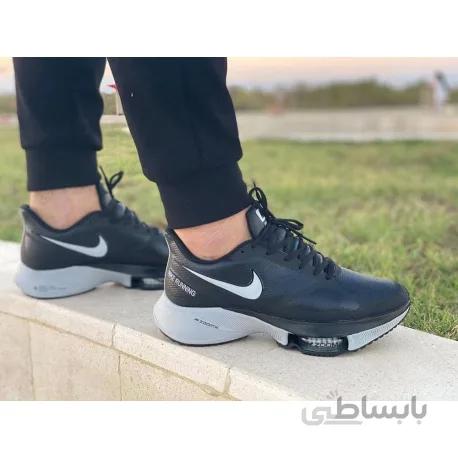 کتانی اورجینال نایک زوم ایکس وین فلو رویه چرم مشکی/طوسی Nike Zoom Winflo 37x