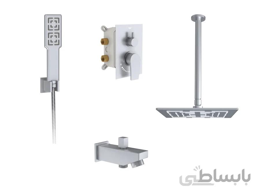 ست شیرآلات حمام توکار شودر مدل رومر کروم مات