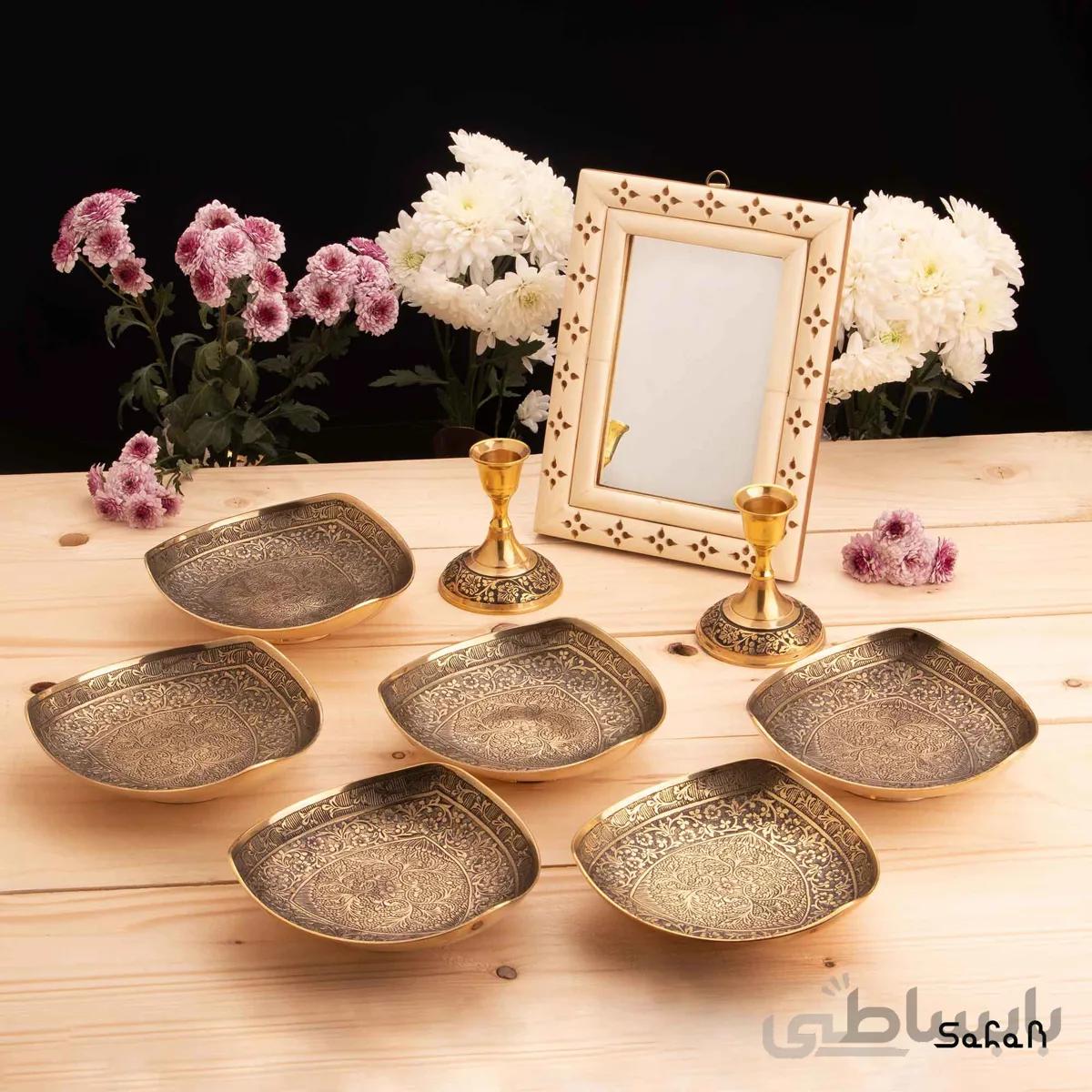 ست هفت سین برنجی طلایی کد 108 (بدون آیینه و شمعدان)