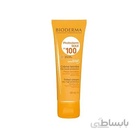 کرم ضد آفتاب بایودرما رنگی مدل PHOTODERM MAX باSPF100 حجم 40 میلی لیتر ا Bioderma sunscreen model Photoderm MAX SPF100 with a volume of 40 ml