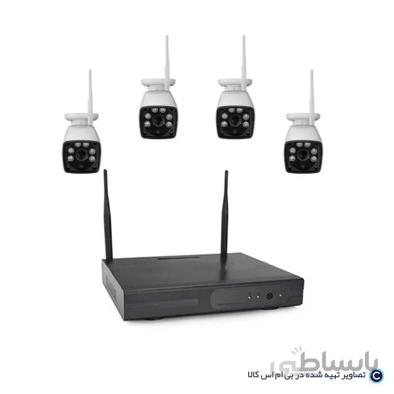 پک دوربین مداربسته 4 کانال بیسیم وارم لایت 3مگاپیکسل ا 4 channel Warm Light Wireless Camera Pack