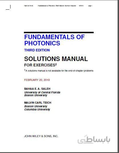 دانلود کتاب Fundamentals of Photonics, 2 Volume Set, 3rd Edition [Solutions Manual]