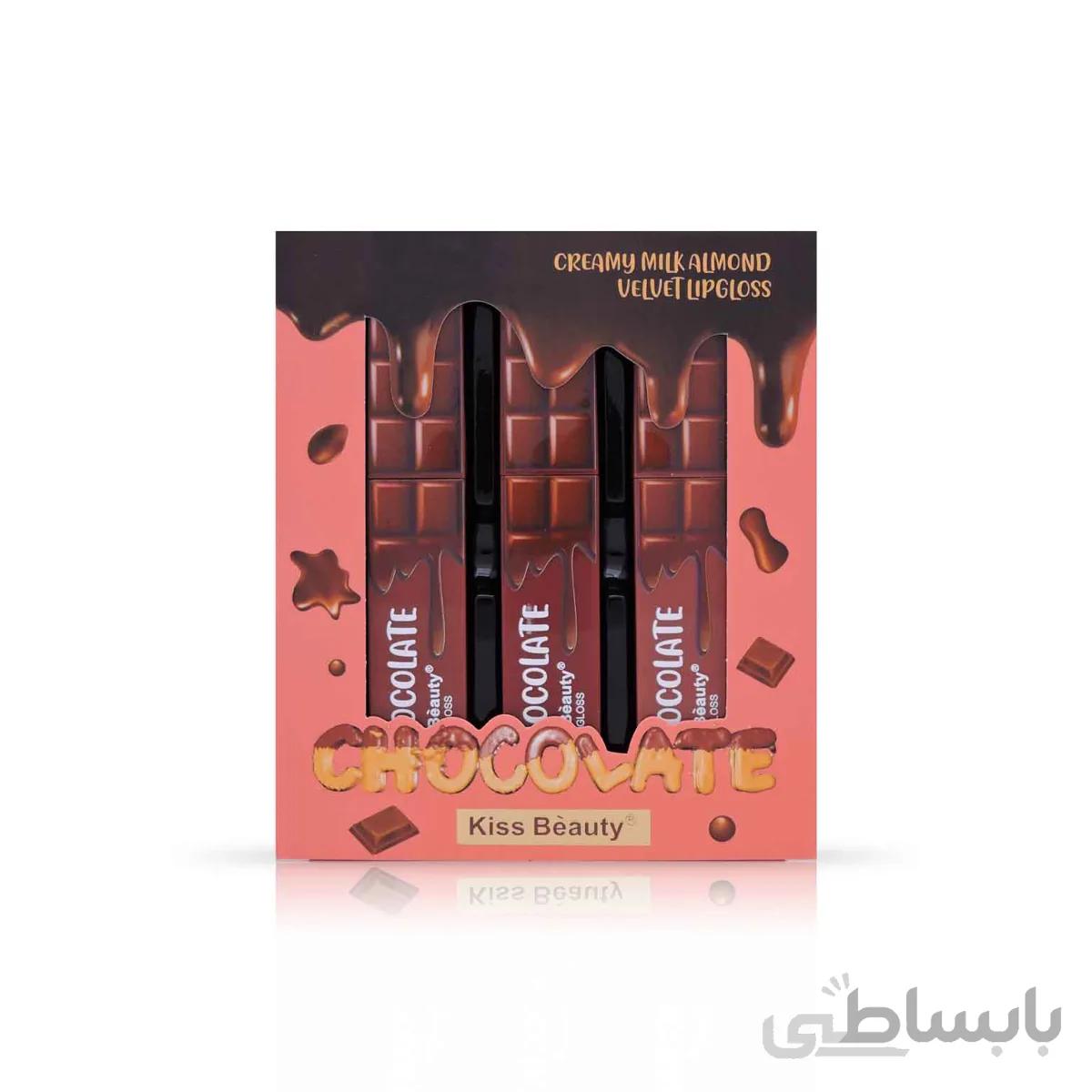 ست ۳ عددی رژمایع شکلاتی kiss beauty