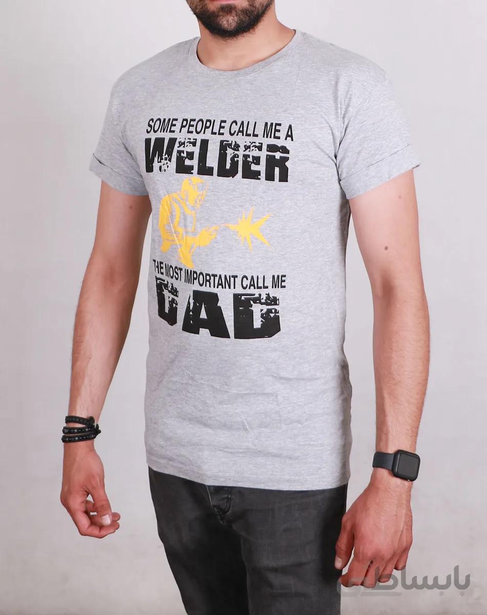 تیشرت یقه گرد مردانه طوسی مدل Welder
