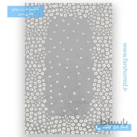 فرش ماشینی طرح 4007 نقره ای روشن کلکسیون ویژن فرش ساوین