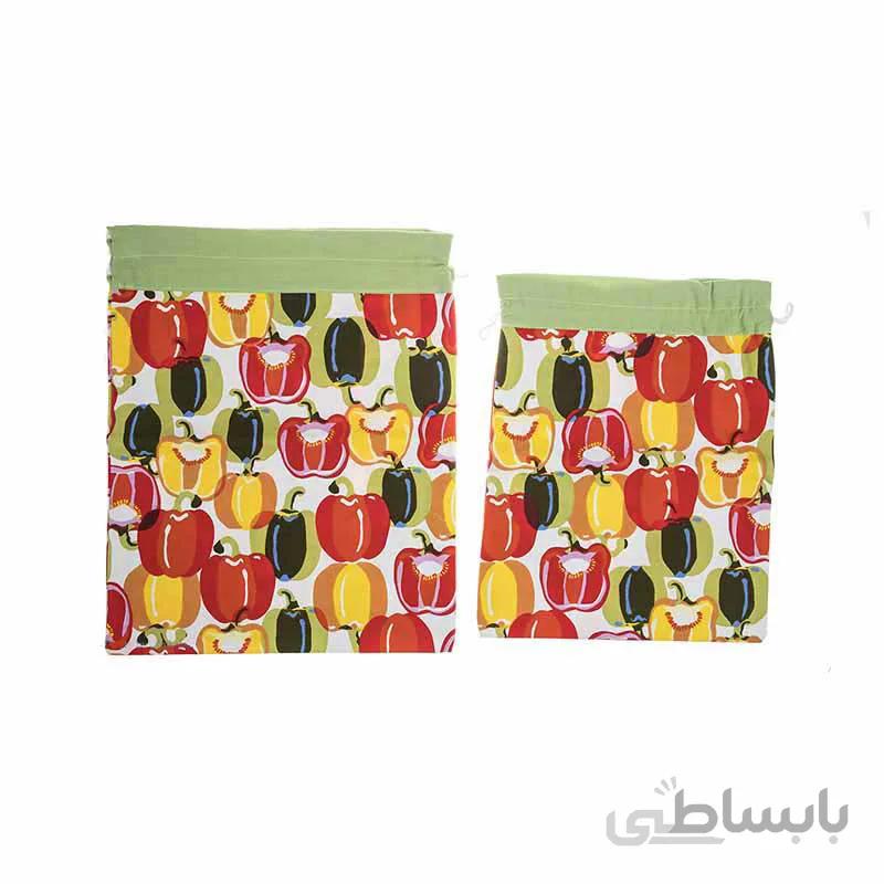 کیسه سبزی کتان رزین تاژ طرح فلفل دلمه ای