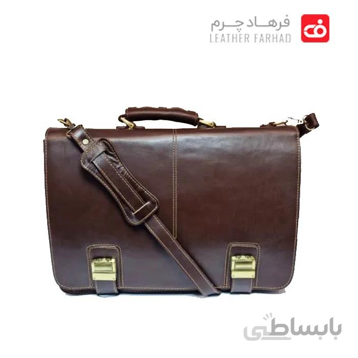 کیف اداری زیر بند دو قفل چرم طبیعی تبریز
