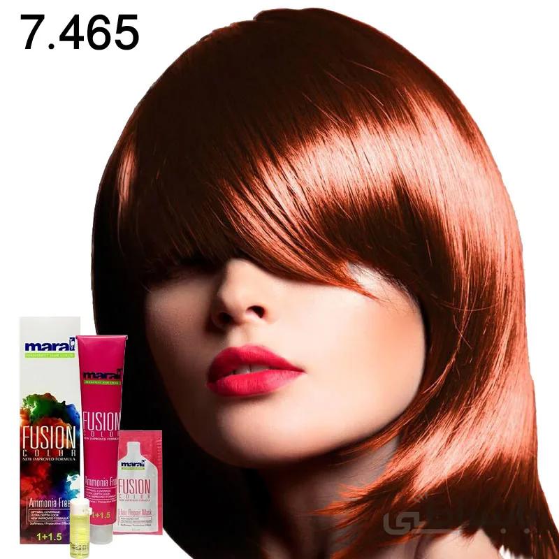رنگ مو بدون آمونیاک فیوژن کالر مارال رنگ 7.465 (تیتانی)