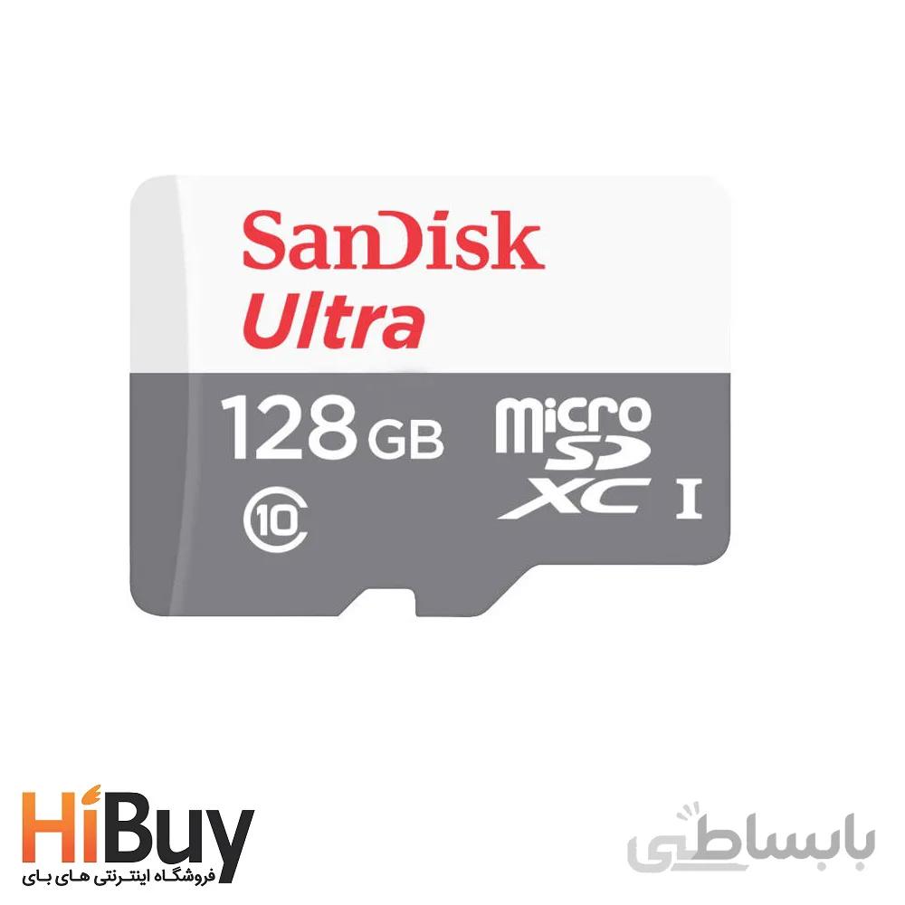کارت حافظه microSDXC سن دیسک مدل Ultra کلاس 10 استاندارد UHS-I U1 سرعت 100MBps ظرفیت 128 گیگابایت ا Sandisk Ultra UHS-I U1 Class 10 microSDXC 128GB