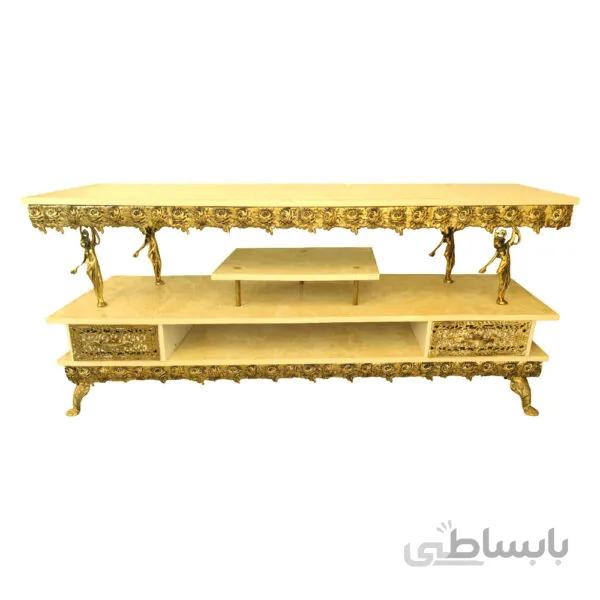 میز تلویزیون برنزی گل رز طرح سنگ کد ۷۵۲