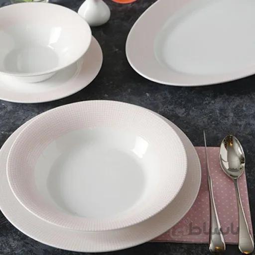 سرویس چینی زرین 12 نفره کامل مریدین صورتی (108 پارچه) ا Zarin Iran Shahrzad Meridien-Pink 108 Pieces FDC Dinnerware Set