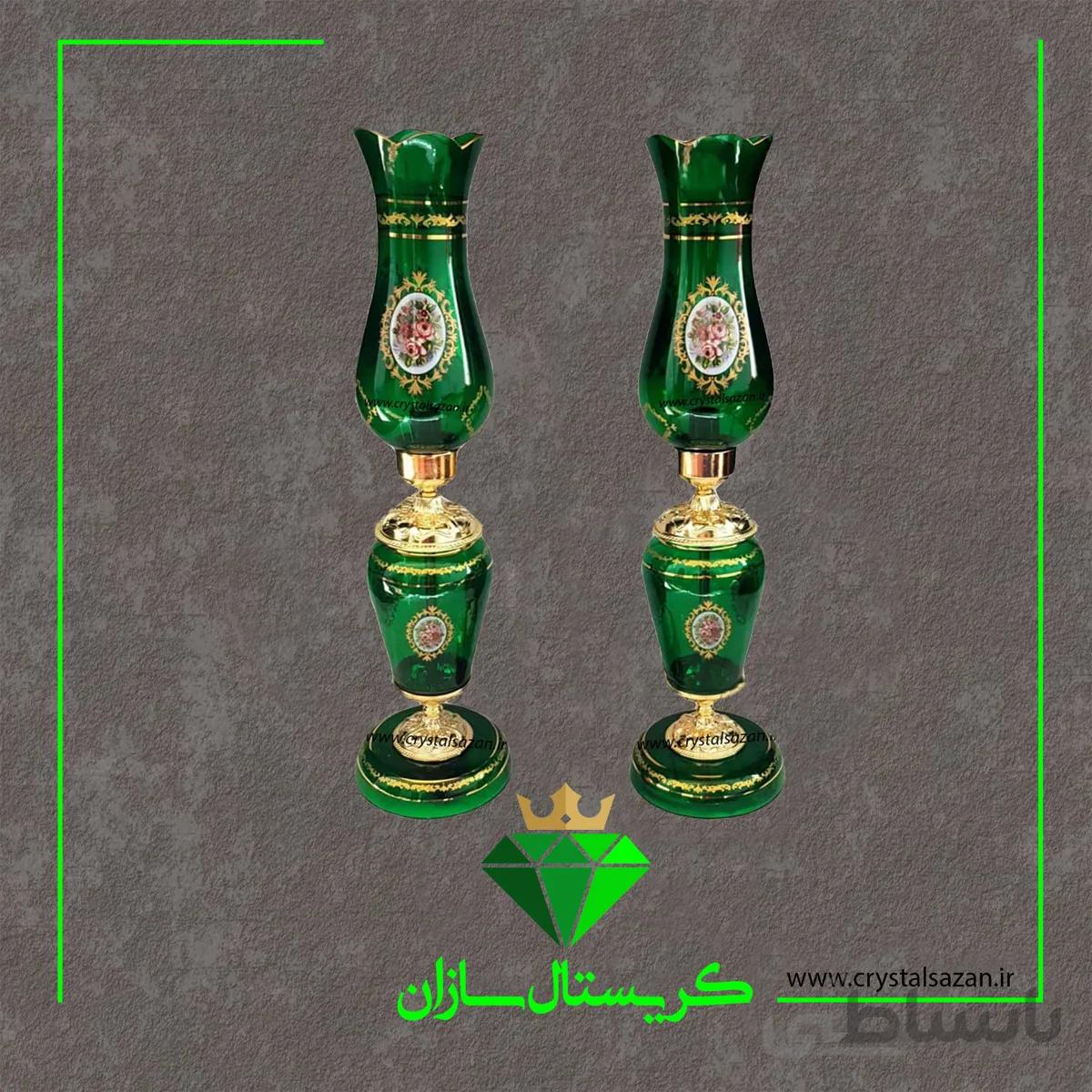 گردسوز یا چراغ برقی کریستال سازان مدل گل لاله سبز کد CH1167