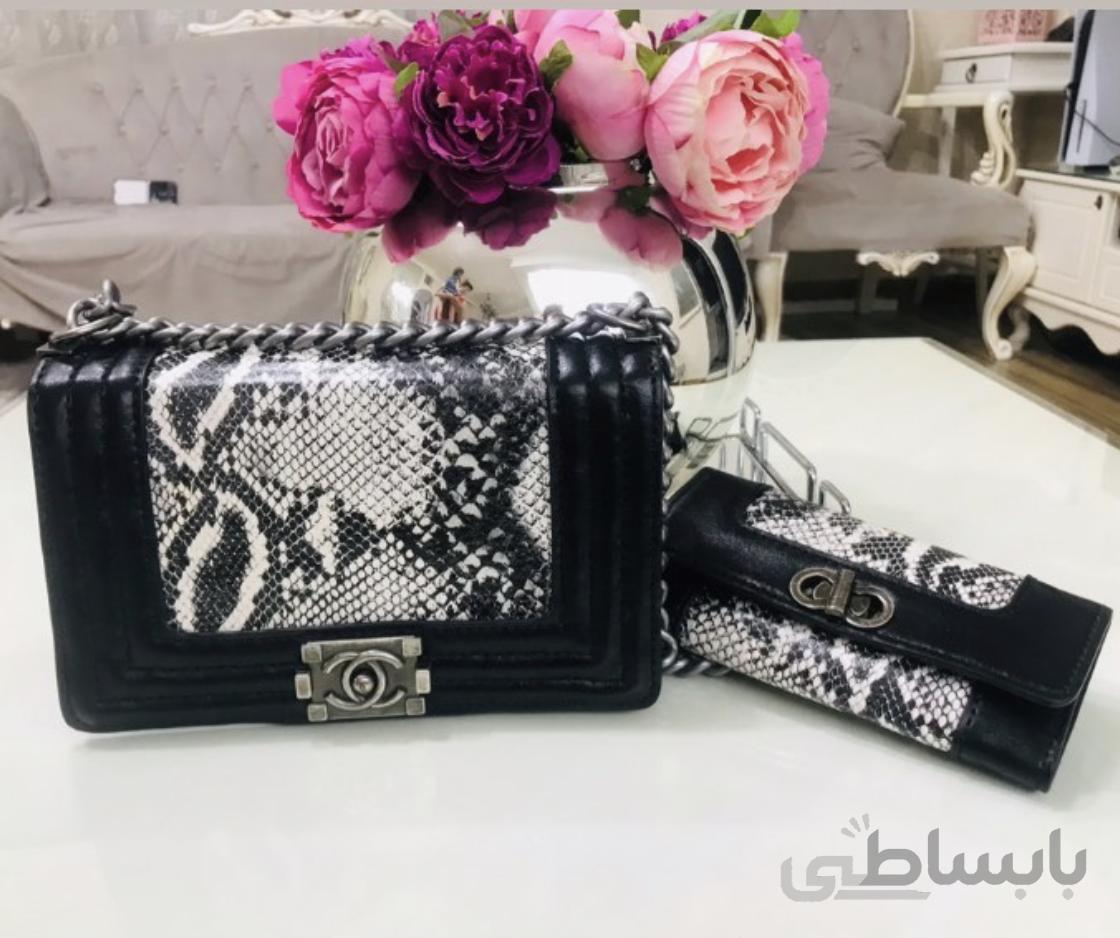 ست کیف دوشی و کیف پول چرمی زنانه