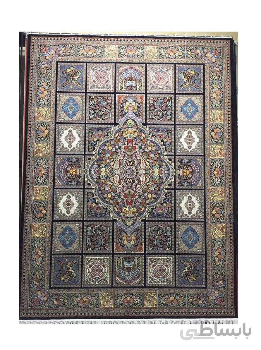 فرش طرح خشتی سرمه ای وزرا۷۰۰ شانه ا Vozaracarpet