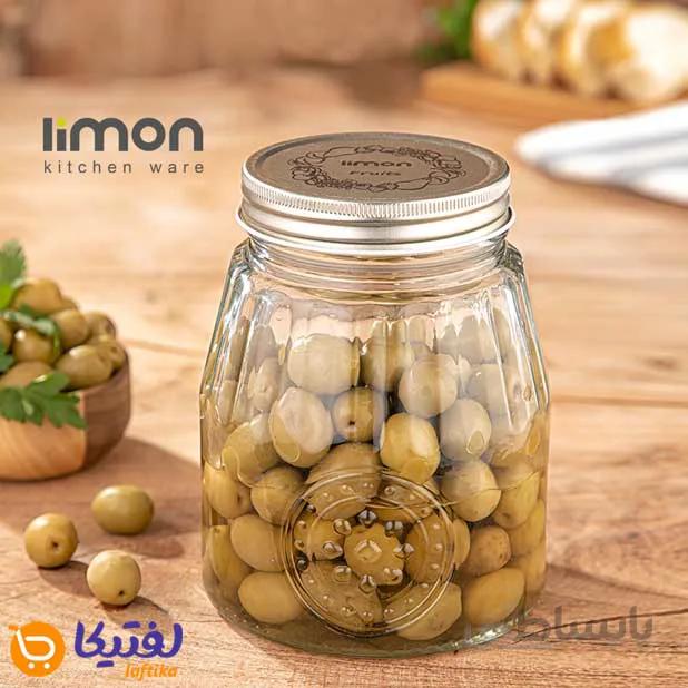 بانکه شیشه ای 1/1 لیتر درب فلزی لیمون