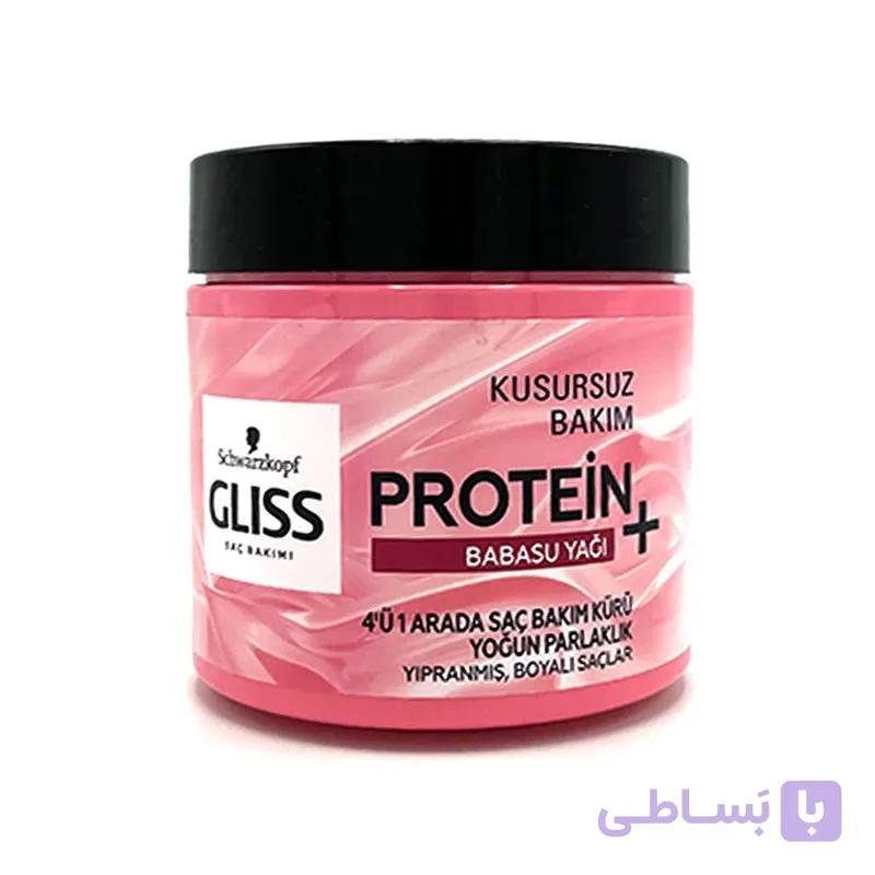 ماسک مو ۴ کاره گلیس مدل پروتئین پلاس حاوی روغن باباسو حجم ۴۰۰ میلی لیتر ا Gliss Protein plus babasu Hair Mask 400ml کد 330277