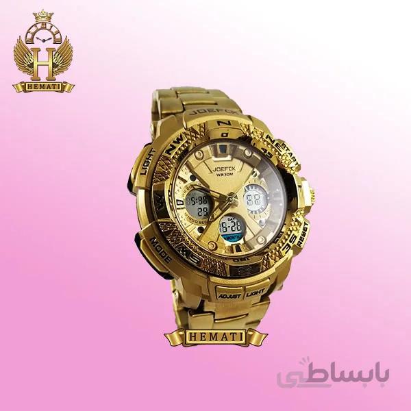 ساعت مردانه دو زمانه جوفاکس JOEFOX 1817G طلایی