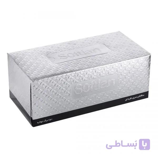 دستمال کاغذی جعبه ای سری نقره ای 300 برگ سافتلن