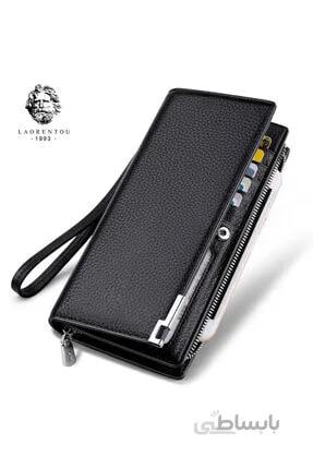 خرید کیف پول چرم طبیعی مردانه فانتزی برند Laorentou مشکی کد ty41002226