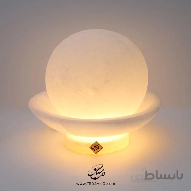 آباژور سنگ نمک طرح ماه گل پایه سنگی